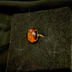 Cats eye stone ring with gold stand